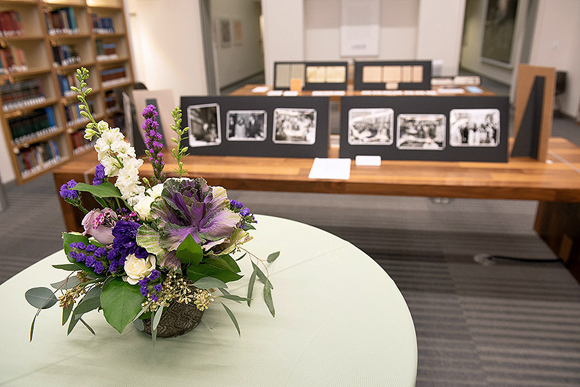 A flower arrangement in the Reference Reading Room.
