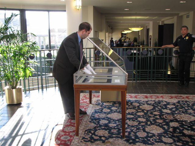 2008: Mike Strom exhibiting the Texas Legation Papers.
