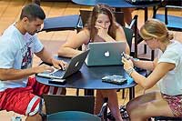 Students using the new furniture in the Bistro