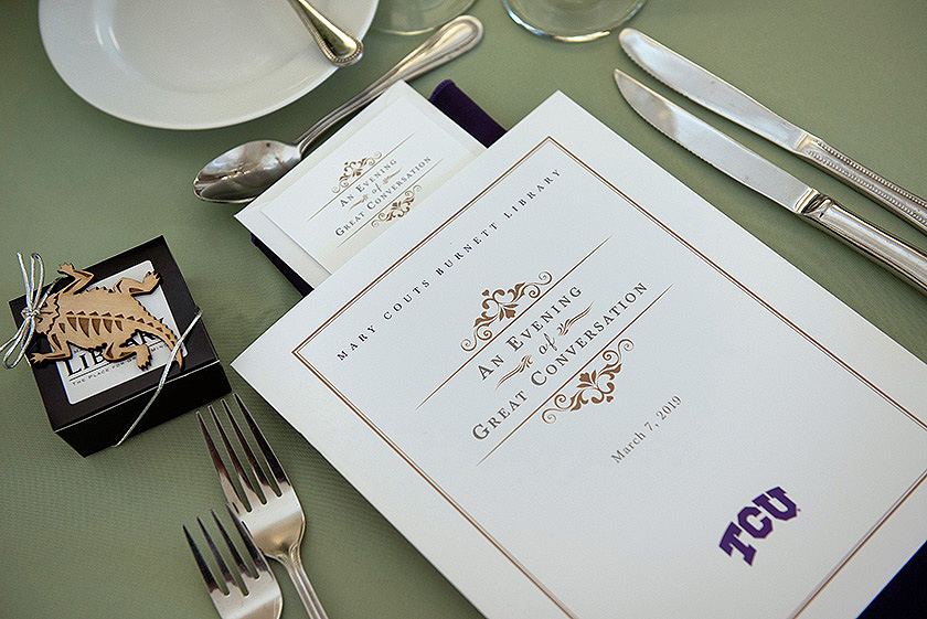 Program displayed with a table setting.
